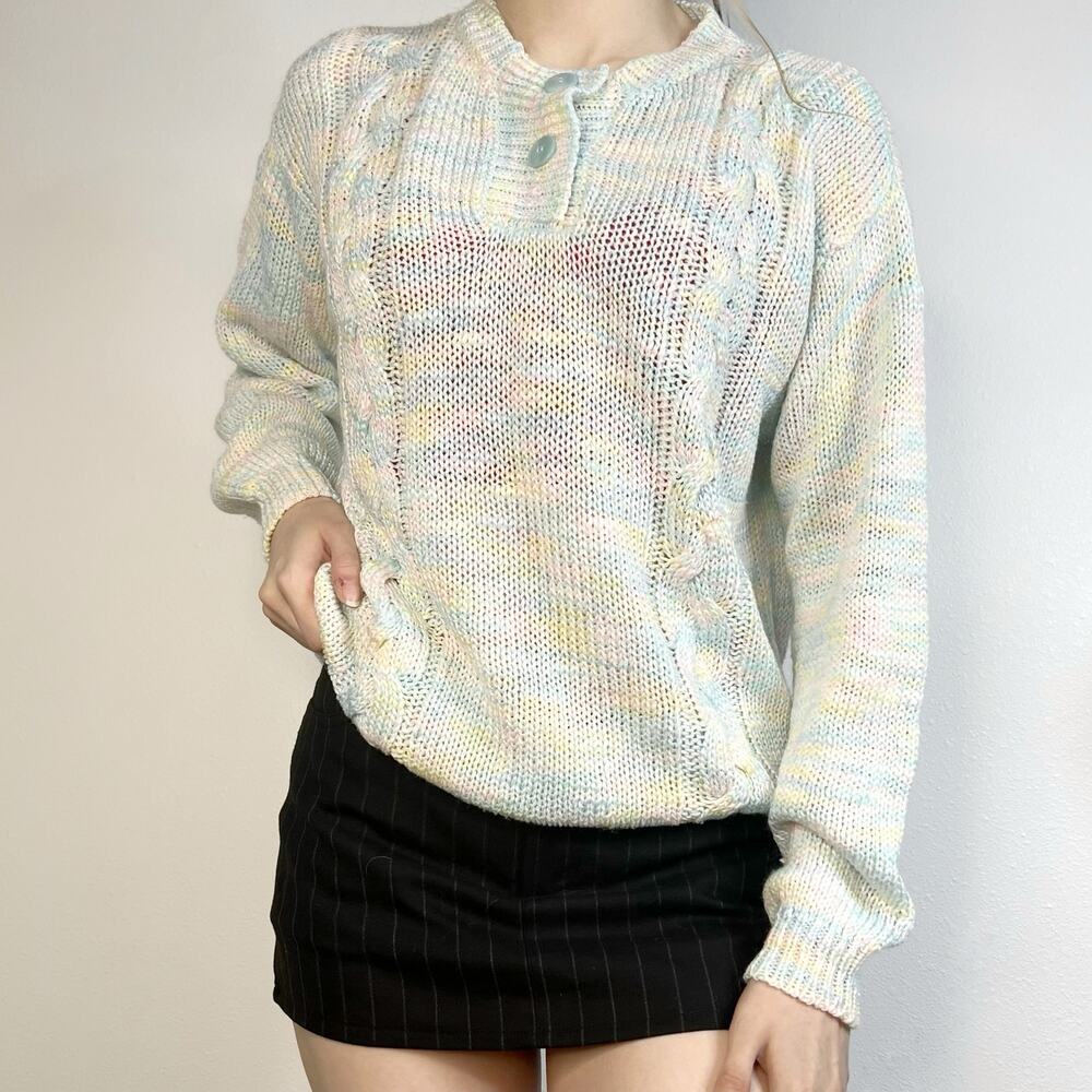 Vintage Pastel Sweater 80s 90s Size Medium Cottagecore Size Medium
